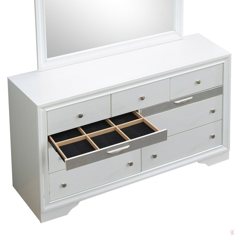 Commode double 7 tiroirs Ilene, Blanc