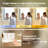 45" Fluted Makeup Vanity Desk with Mirror and Lights, 3-Color Clear Glass Door Dressing Table with Charging Station