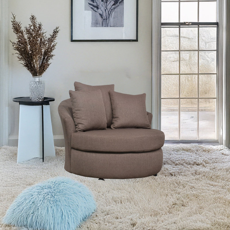 Daverio Barrel Accent Chair, Mocha Fabric