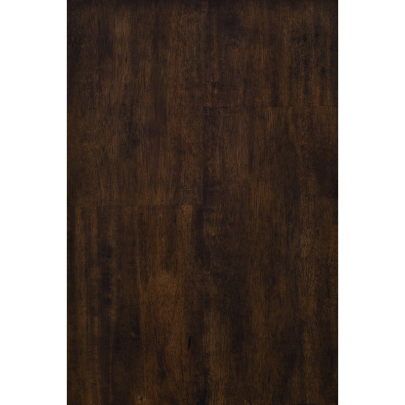 Table de chevet classique transitionnelle, brun, 3 tiroirs, placage de bois de manguier
