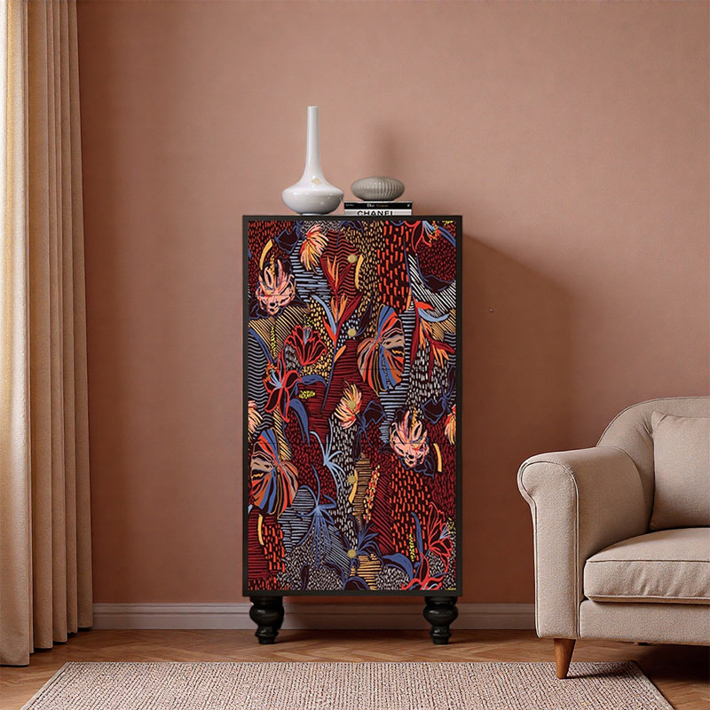 Solid Pine Decorative Cabinet, Black