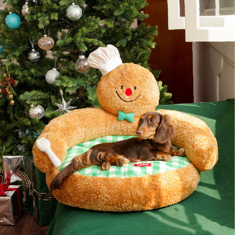 Gingerbread Man Hug Pet Sofa Bed-Multicolored