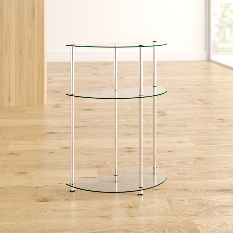 Beckett 23.75" Glass 3 Tier Half-Circle Display Console Table