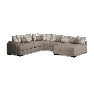 145.4" W Transitional Sectional, Light Gray