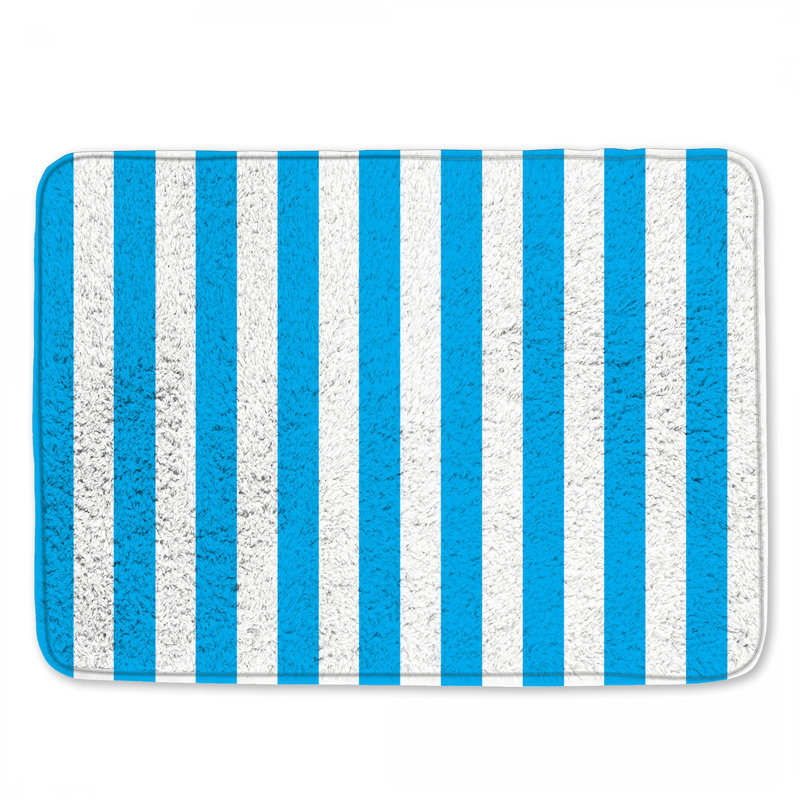 Blue White Stripes Bath Mat, L 24 po x L 17 po