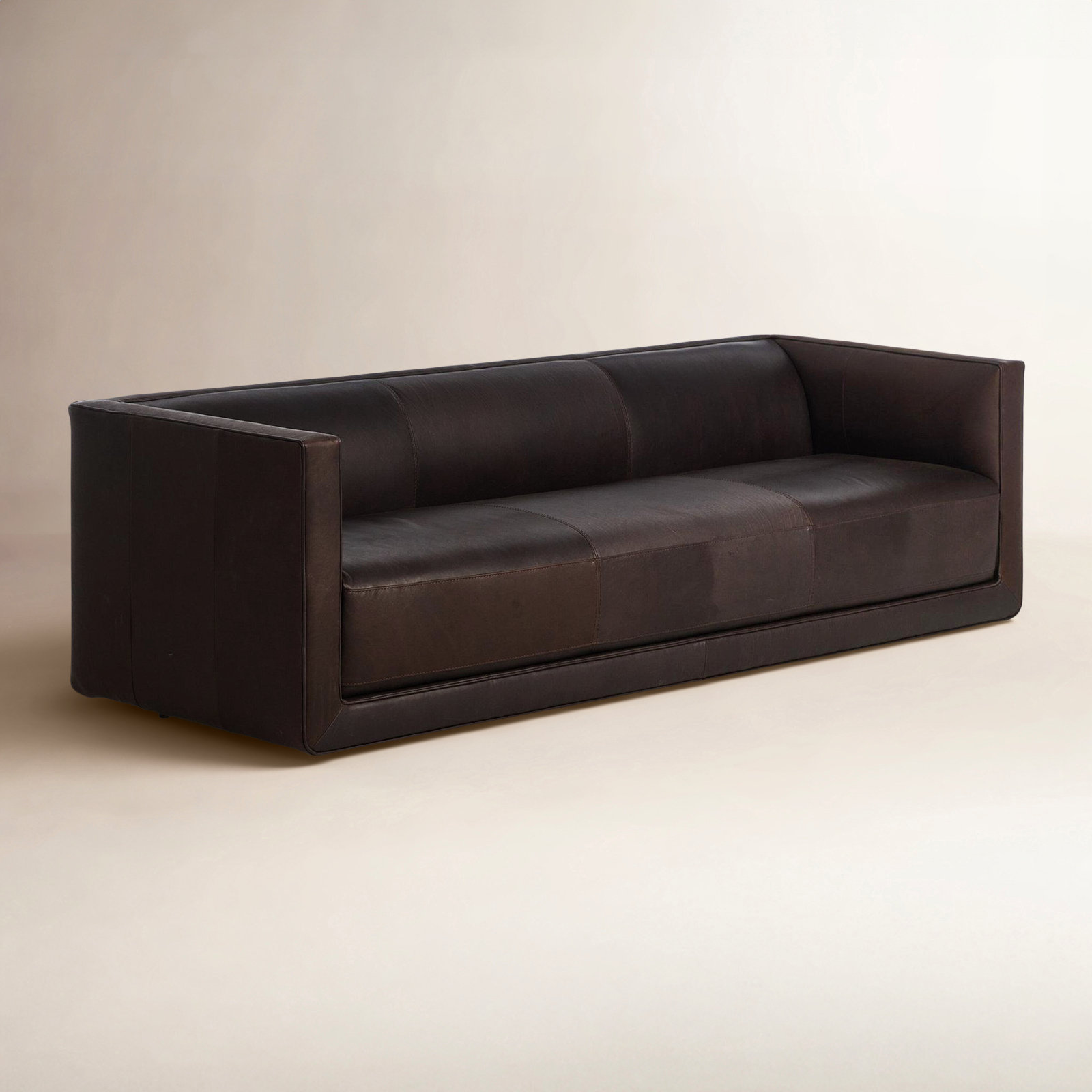 Gigi 95" Genuine Leather Sofa, Heirloom Cigar Top Grain Leather
