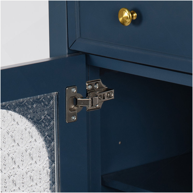 35.6" Bathroom Cabinet, Only Cabinet, Blue, Blue