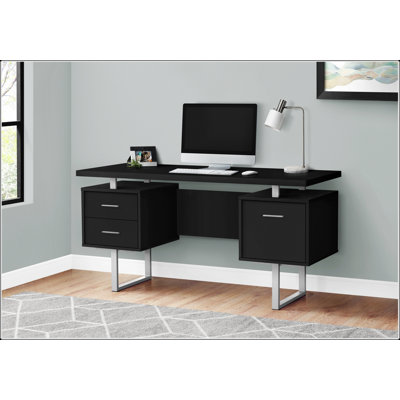 Bureau d'ordinateur contemporain de 60 pouces avec tiroirs de rangement, ensemble réversible à gauche ou à droite pour le bureau à domicile