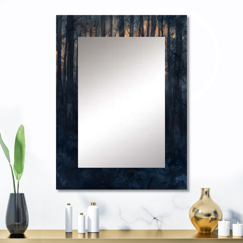 Modern Amber Leave Harmony Of Autumn I - Tropical Rectangular Wall Mirror, 32" x 24"
