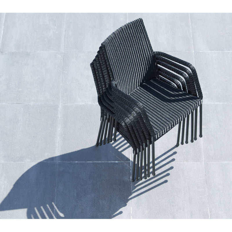 Outdoor Dining Armchair, White, Black Sunbrella®
