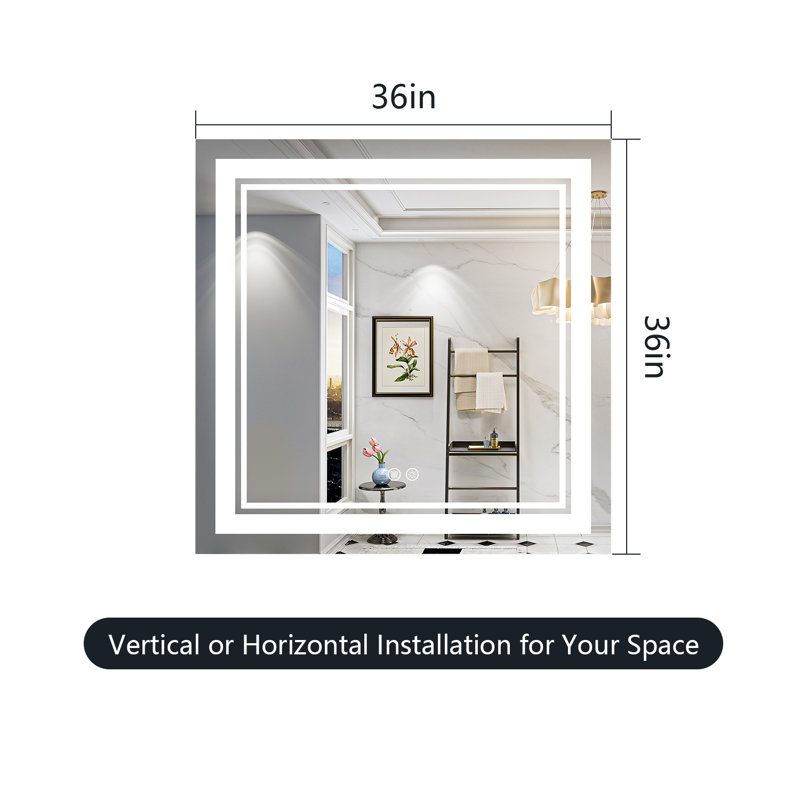 Jayce LED Vanity Mirror with Memory Function, 3 Color Temperatures & Dimmable Light, Anti-fog Tempered Glass ETL Listed Mirror