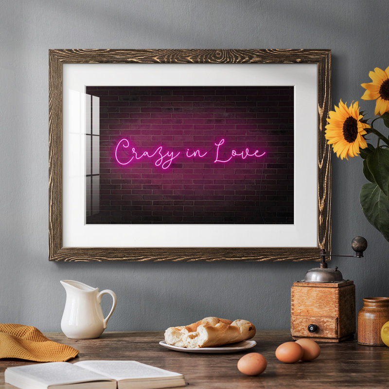 Neon Love II Framed On Paper Print, Noyer, H 14 po x l 20 po x P 1,5 po