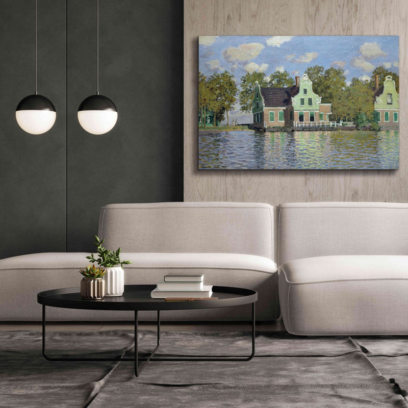 «Maisons près de la berge de la rivière Zaan» par Claude Monet, estampe numérique sur toile, H 40 po x l 60 po x P 1,5 po