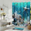 Ensemble de rideaux de douche et tapis de salle de bain 3D Star, 4 pièces, bleu sarcelle