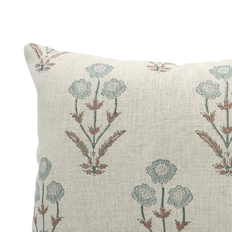 Fabdivine Sustainable Handmade Linen Pillow Cover Elegant Block Print Home Accent - Amitabh, 20"H x 20"W