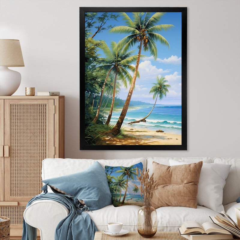 «Padowski Palm Trees Palms II», reproduction d'art sur toile, Cadre photo noir, H 32 po x l 24 po x P 1 po