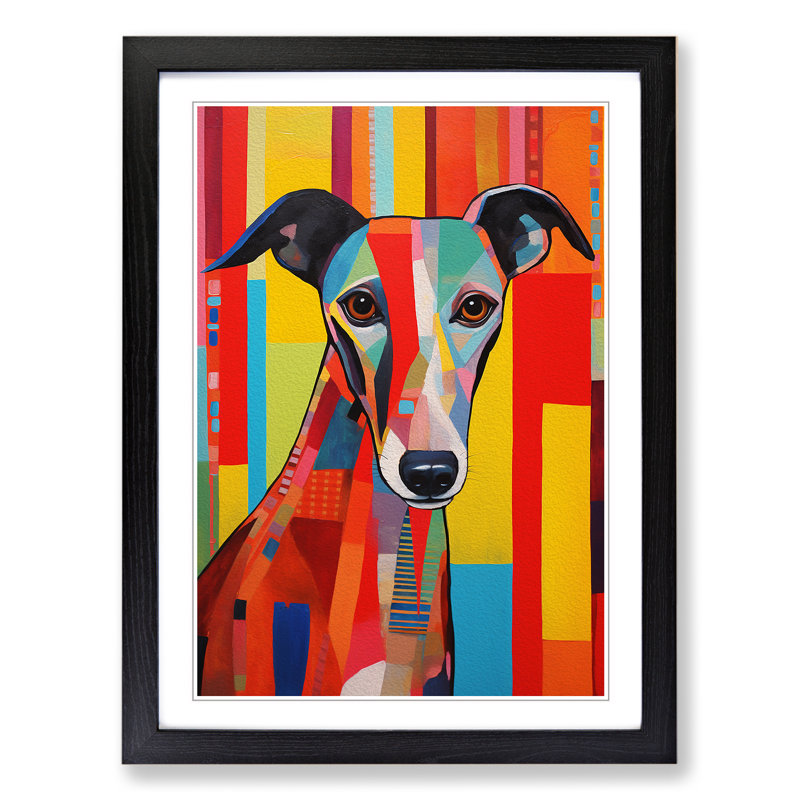 Whippet Constructivism Art - Framed Print, Black Framed, 46cm H x 34cm W