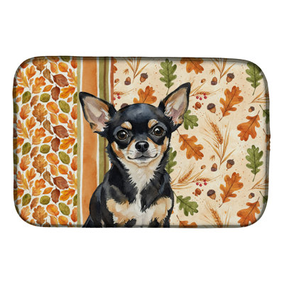 Tapis de séchage d'automne chihuahua noir et brun clair