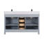 Meuble-lavabo en bois massif 60 po avec comptoir en pierre reconstituée et lavabo double 60 po-106886524-106886520