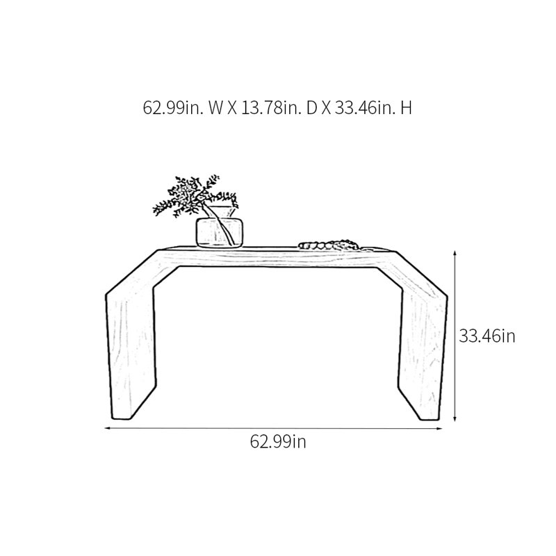 Console campagne rétro, H 33,46 po x l 62,99 po x P 13,78 po