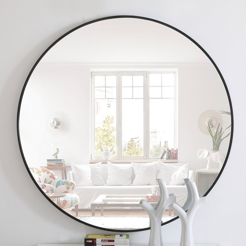 Miroir décoratif moderne et contemporain Sabine, Gris, 18" x 18"