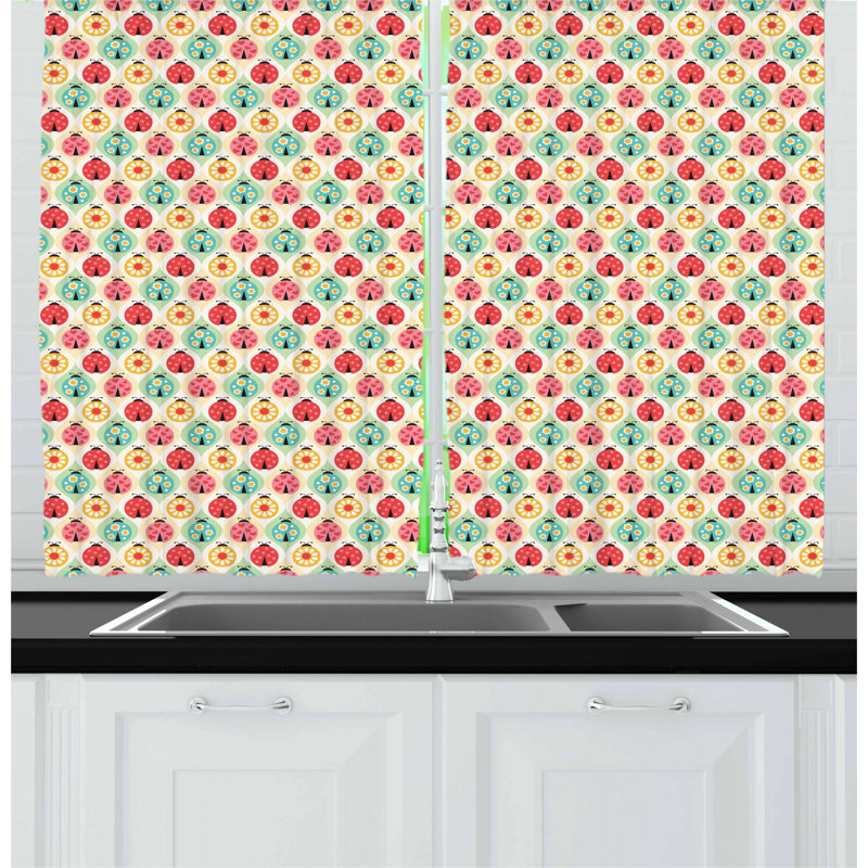 Rideau de cuisine coccinelle