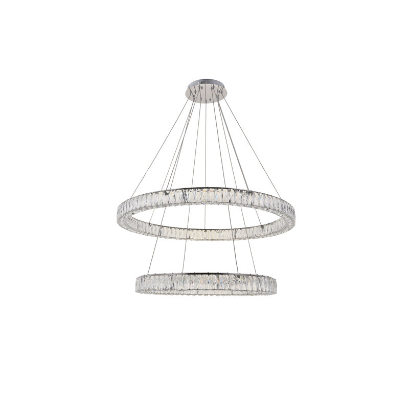 Lustre ovale en cristal 2 lumières Steveson, Chrome, H 10,9 po x l 42 po x P 42 po