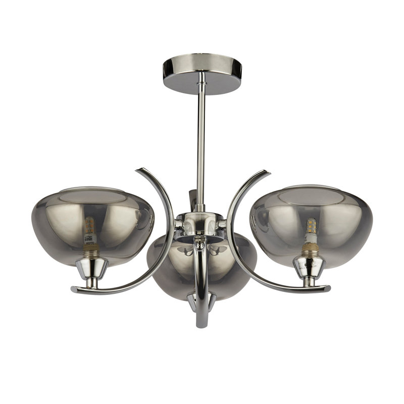 Glass Semi Flush Mount, 3 Lights