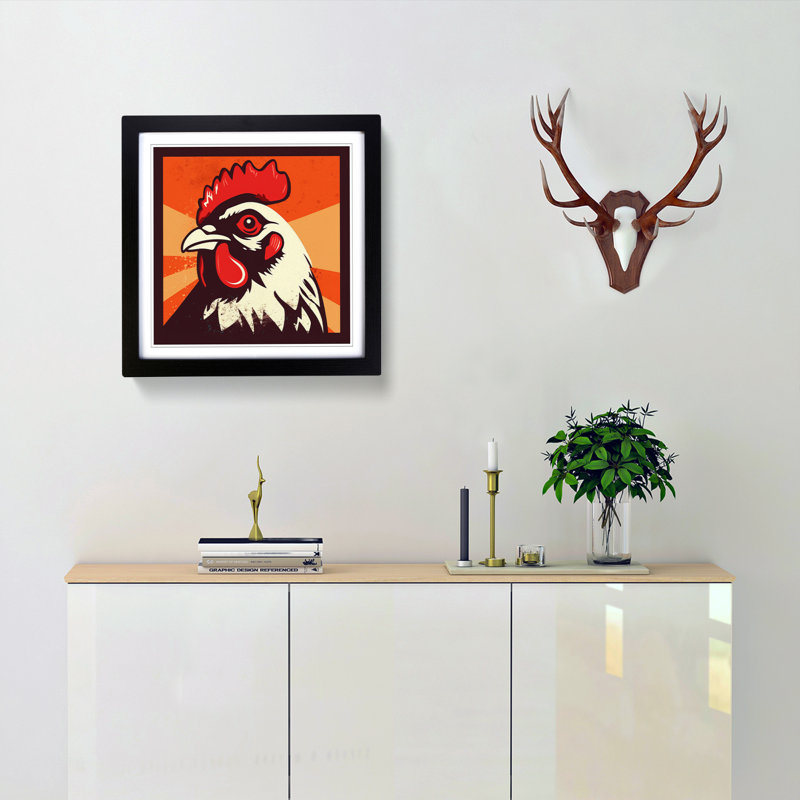 Chicken Retro - Framed Print, Black