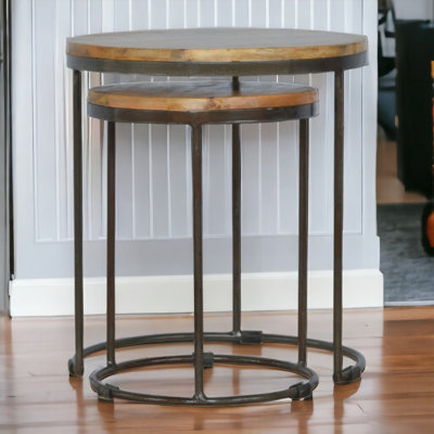 2 - Piece Solid Wood Top Living Room Table Set