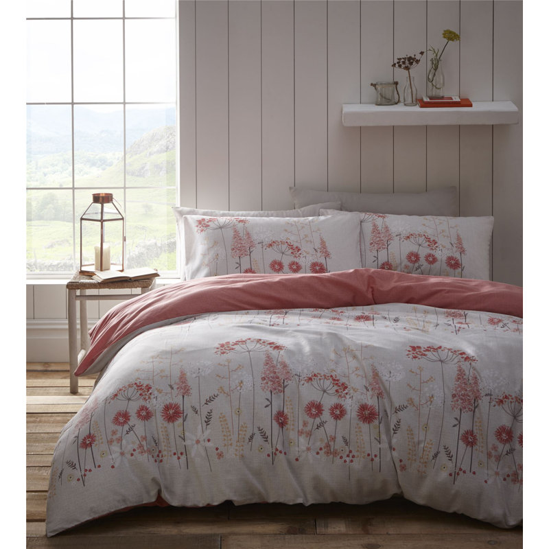 Elberfeld Floral Easycare Reversible Duvet Cover Set, Cora, Double Duvet Cover + 2 Standard Pillowcases