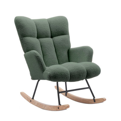 Chaise berçante moderne, pieds en bois massif, fauteuil à dossier haut, convient au salon