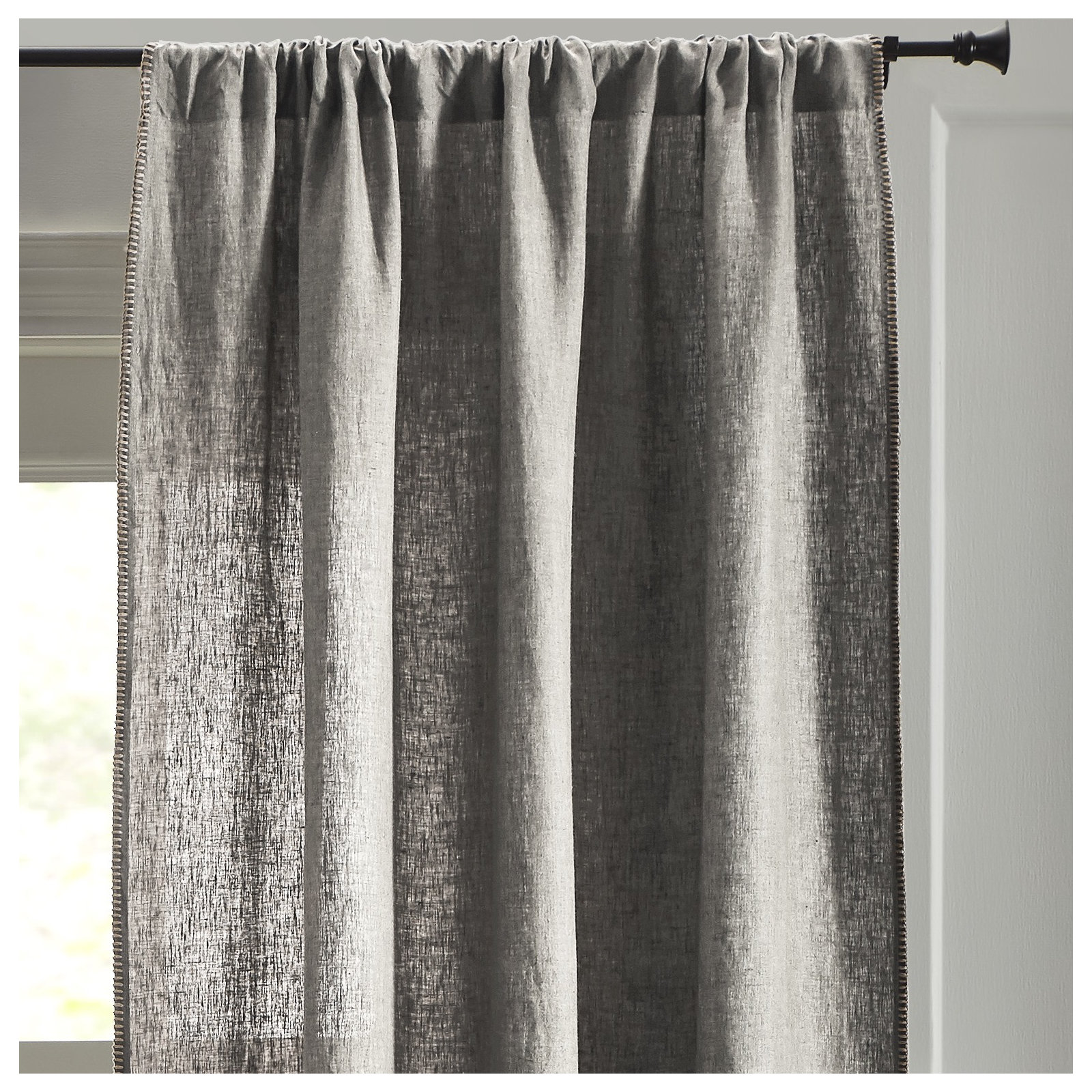 Brian Semi Sheer 100% Linen Curtain, 50" W x 108" L, Gray