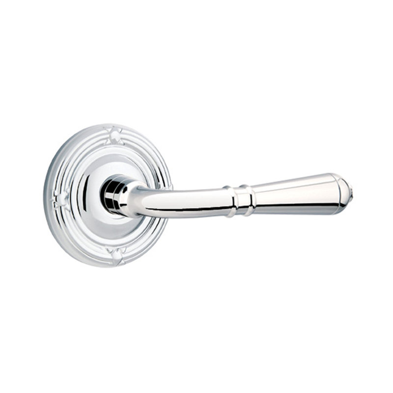 Faux levier de porte double avec rosette Turino, Droite, Chrome brillant