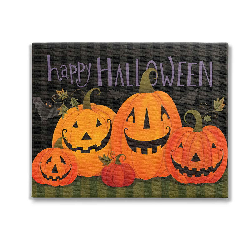 «Halloween sourire Jack-o-Lanterns» par Bernadette Deming sur, H 16 po x l 20 po