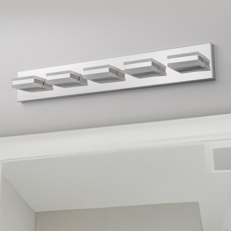 Stainless Steel 3000k Led Vanity Light, 4.5" H x 29.75" W x 3.5" D, 5 Lights