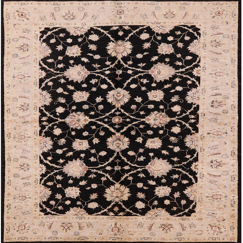 Tapis oriental beige / noir Castello, Carré 8 pi