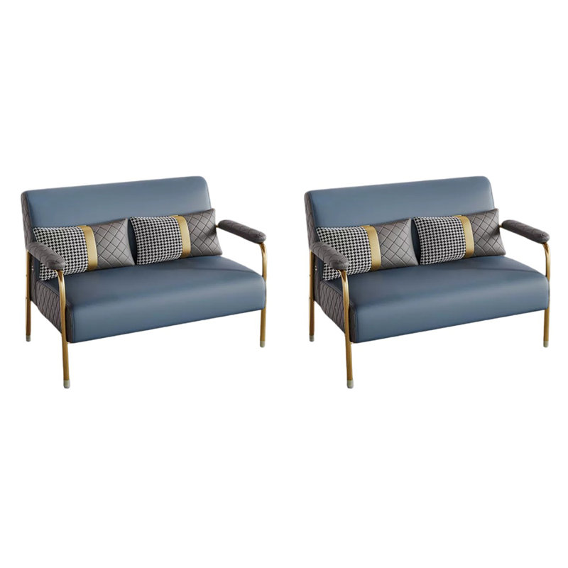 Banc rembourré en similicuir, Bleu