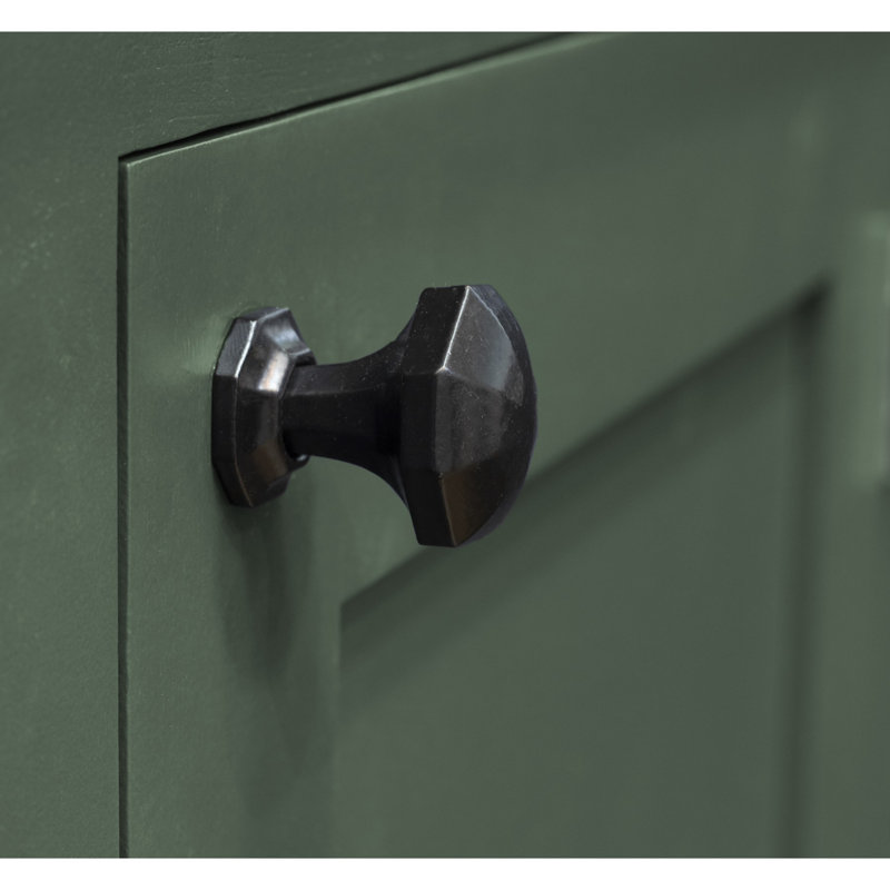 Octagonal Geometric Knob, Black, 3.2cm