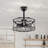 18.1 "Modern Remote Control Reversible Black Metal + Crystal Cage Lower Rod Mount Recessed Mount Ceiling Fan with Living Room/Bedroom Lighting Kit