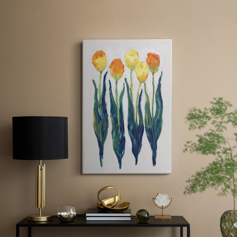 Tulipes dans une rangée I - Gallery Cavas, H 18 po x l 12 po