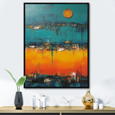 «Abstract Blue Sunset's Embrace» - art mural minimalisme