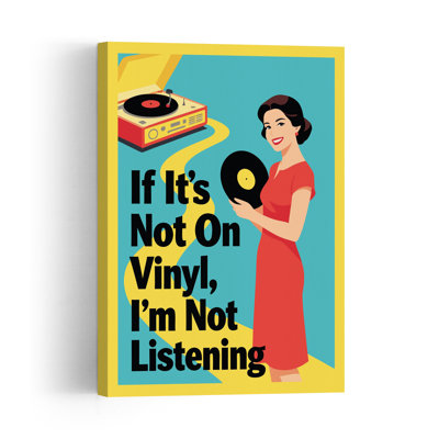 Retro Vinyl Music Lover Classic Retro Vintage Wall Art Print 1 Piece Wrapped Canvas Wall Art