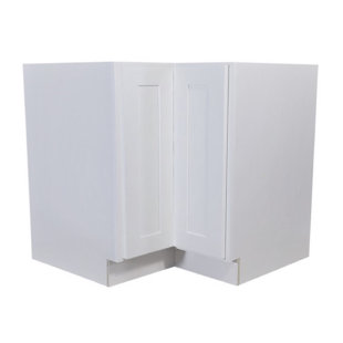 Recessed Panel 34.5'' H White Plywood Corner Base Cabinet Ready-to-Assemble