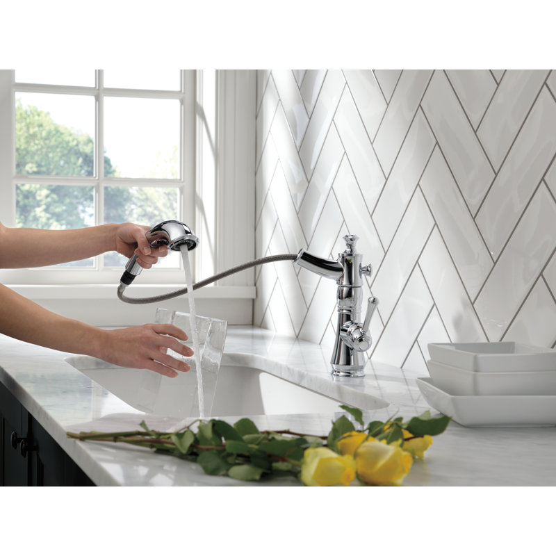 Cassidy Pull Out Sprayer Kitchen Sink Faucet, Single Handle Kitchen Faucet, Chrome