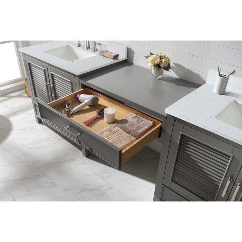 Ensemble de meuble-lavabo double 102 po, gris