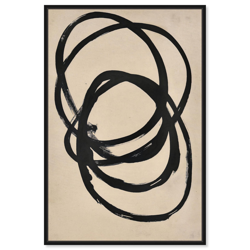 Décoration murale beige sur toile II , H 46 po x l 31 po, Cadre flottant noir