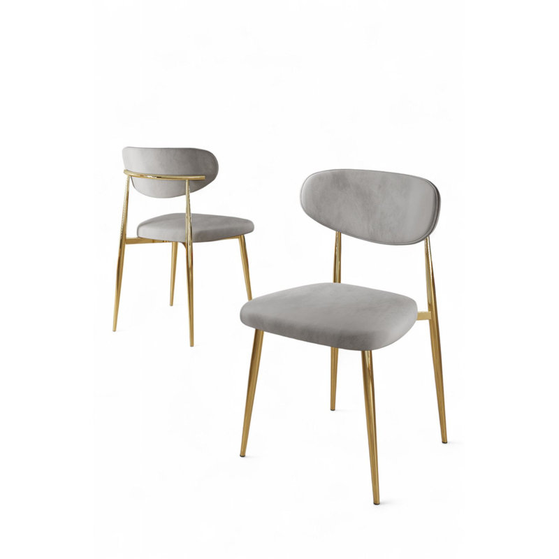 Ensemble de chaises modernes 6 pièces, gris et or, 19,7 po x 34,6 po x 18,5 po | Structure 100% métal, envers en contreplaqué, tissu Babyface | Siège confortable de 19,3 po de hauteur, avec 22 sièges en mousse pour le dossier et 28 sièges en mousse pour le siège | Design élégant et glamour