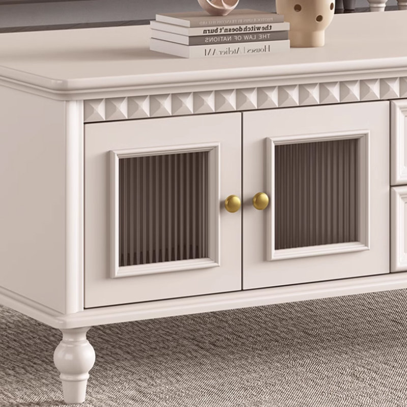 Table de bout en bois massif de style crème français