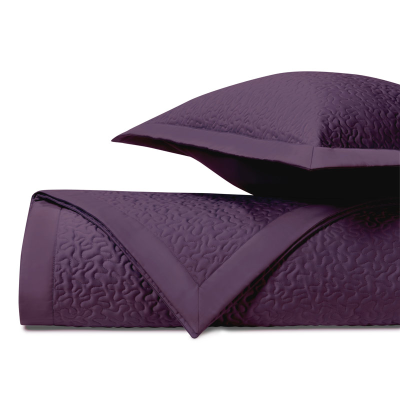 Egyptian Certified Cotton Coverlet Set, King Coverlet + 2 King Shams, Purple